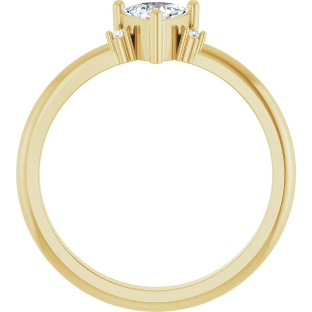 14K Gold Trillion Natural White Sapphire & Natural Diamond Accented Ring - Yellow Gold - view 2