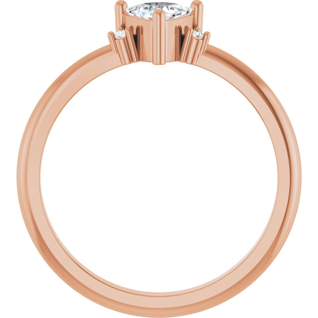 14K Gold Trillion Natural White Sapphire & Natural Diamond Accented Ring - Rose Gold - view 2