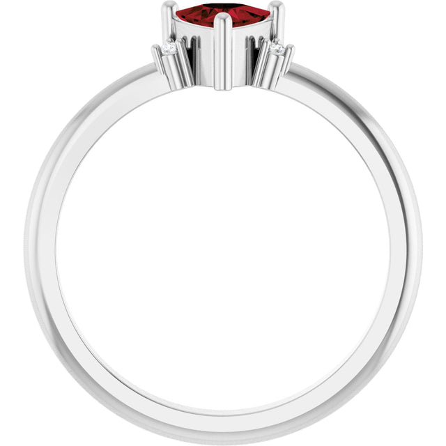 Platinum Trillion Natural Mozambique Garnet & Natural Diamond Accented Ring - view 2