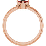 14K Gold Trillion Natural Mozambique Garnet & Natural Diamond Accented Ring - Rose Gold - view 2