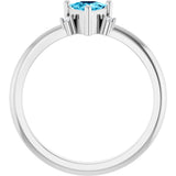 14K Gold Trillion Natural Aquamarine & Natural Diamond Accented Ring - White Gold - view 2