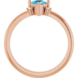 14K Gold Trillion Natural Aquamarine & Natural Diamond Accented Ring - Rose Gold - view 2