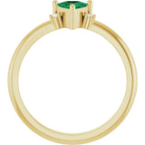 14K Gold Trillion Lab-Grown Emerald & Natural Diamond Accented Ring - Yellow Gold - view 2
