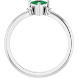 14K Gold Trillion Lab-Grown Emerald & Natural Diamond Accented Ring - White Gold - view 2