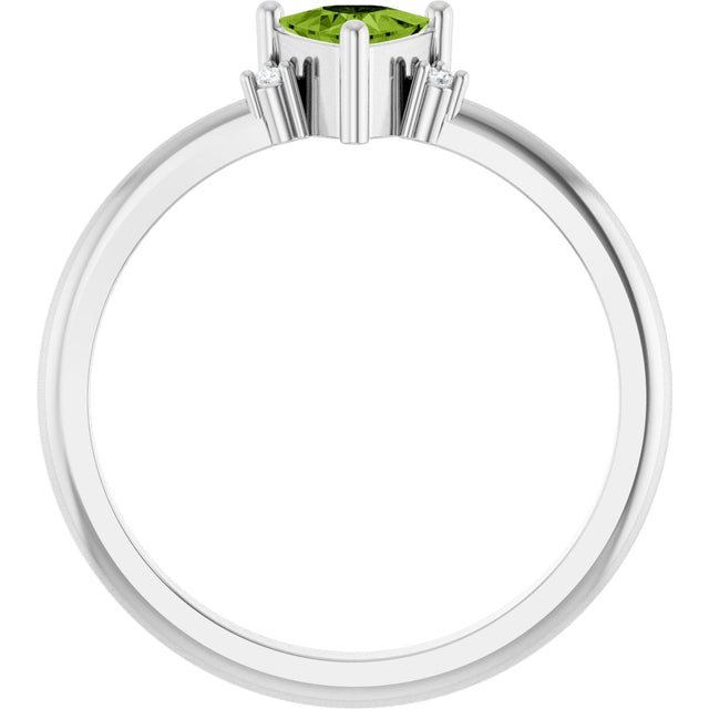 Platinum Trillion Natural Peridot & Natural Diamond Accented Ring - view 2