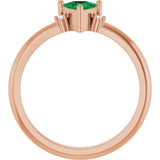 14K Gold Trillion Natural Emerald & Natural Diamond Accented Ring - Rose Gold - view 2