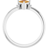 Platinum Trillion Natural Citrine & Natural Diamond Accented Ring - view 2