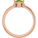14K Gold Trillion Natural Peridot & Natural Diamond Accented Ring - Rose Gold - view 2