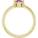 14K Gold Trillion Natural Pink Tourmaline & Natural Diamond Accented Ring - Yellow Gold - view 2