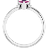 14K Gold Trillion Natural Pink Tourmaline & Natural Diamond Accented Ring - White Gold - view 2