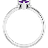 14K Gold Trillion Natural Amethyst & Natural Diamond Accented Ring – 3x3mm - White Gold - view 2