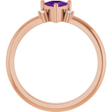 14K Gold Trillion Natural Amethyst & Natural Diamond Accented Ring – 3x3mm - Rose Gold - view 2