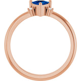 14K Gold Trillion Natural Blue Sapphire & Natural Diamond Accented Ring - Rose Gold - view 2