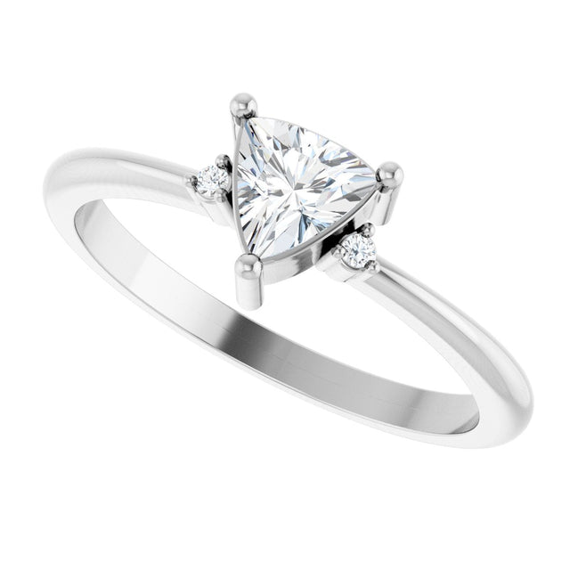 Platinum Trillion Natural White Sapphire & Natural Diamond Accented Ring - view 5