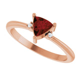 14K Gold Trillion Natural Mozambique Garnet & Natural Diamond Accented Ring - Rose Gold - view 5