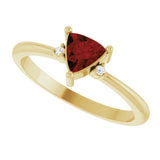 14K Gold Trillion Natural Mozambique Garnet & Natural Diamond Accented Ring - Yellow Gold - view 5