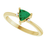 14K Gold Trillion Lab-Grown Emerald & Natural Diamond Accented Ring - Yellow Gold - view 5