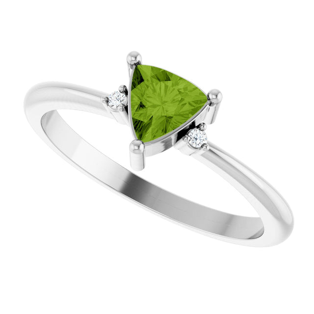 Platinum Trillion Natural Peridot & Natural Diamond Accented Ring - view 5