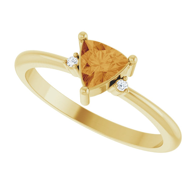 14K Gold Trillion Natural Citrine & Natural Diamond Accented Ring - Yellow Gold - view 5
