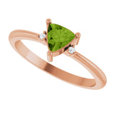14K Gold Trillion Natural Peridot & Natural Diamond Accented Ring - Rose Gold - view 5