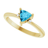 14K Gold Trillion Natural Aquamarine & Natural Diamond Accented Ring - Yellow Gold - view 5