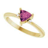 14K Gold Trillion Natural Pink Tourmaline & Natural Diamond Accented Ring - Yellow Gold - view 5