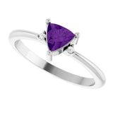 14K Gold Trillion Natural Amethyst & Natural Diamond Accented Ring – 3x3mm - White Gold - view 5