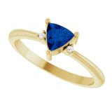 14K Gold Trillion Natural Blue Sapphire & Natural Diamond Accented Ring - Yellow Gold - view 5
