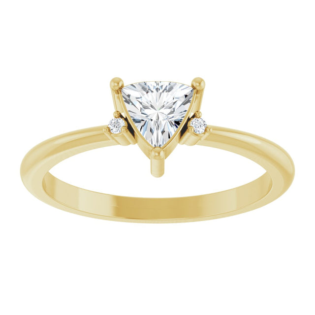 14K Gold Trillion Natural White Sapphire & Natural Diamond Accented Ring - Yellow Gold - view 3