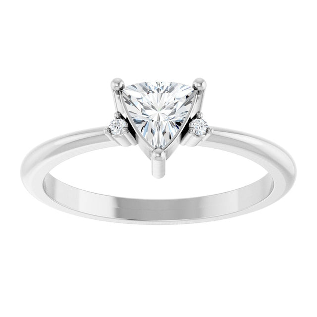 Platinum Trillion Natural White Sapphire & Natural Diamond Accented Ring - view 3