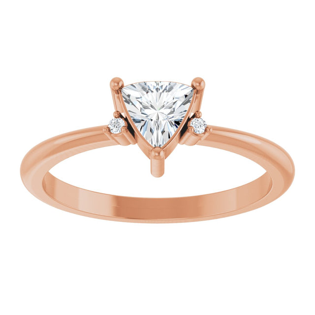 14K Gold Trillion Natural White Sapphire & Natural Diamond Accented Ring - Rose Gold - view 3