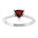 Platinum Trillion Natural Mozambique Garnet & Natural Diamond Accented Ring - view 3