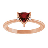 14K Gold Trillion Natural Mozambique Garnet & Natural Diamond Accented Ring - Rose Gold - view 3