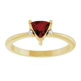 14K Gold Trillion Natural Mozambique Garnet & Natural Diamond Accented Ring - Yellow Gold - view 3