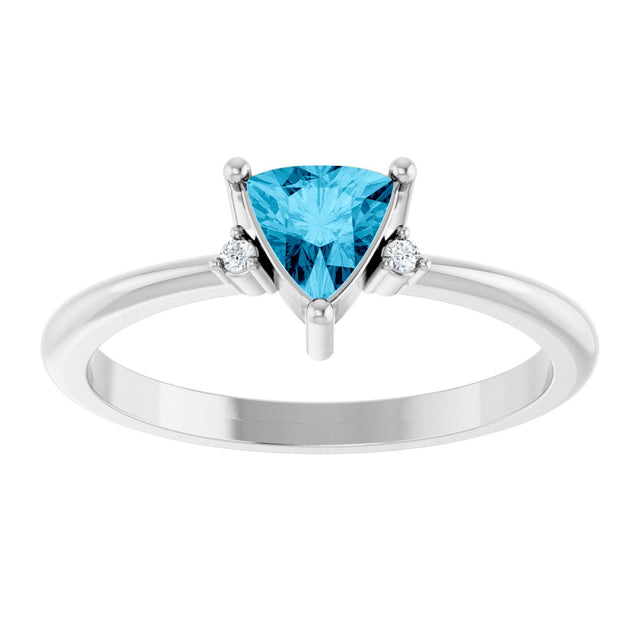 Platinum Trillion Natural Aquamarine & Natural Diamond Accented Ring - view 3