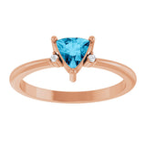 14K Gold Trillion Natural Aquamarine & Natural Diamond Accented Ring - Rose Gold - view 3