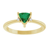 14K Gold Trillion Lab-Grown Emerald & Natural Diamond Accented Ring - Yellow Gold - view 3