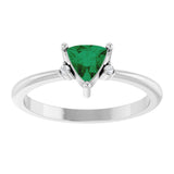 Platinum Trillion Lab-Grown Emerald & Natural Diamond Accented Ring - view 3