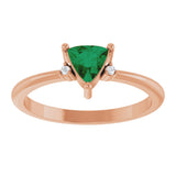 14K Gold Trillion Lab-Grown Emerald & Natural Diamond Accented Ring - Rose Gold - view 3