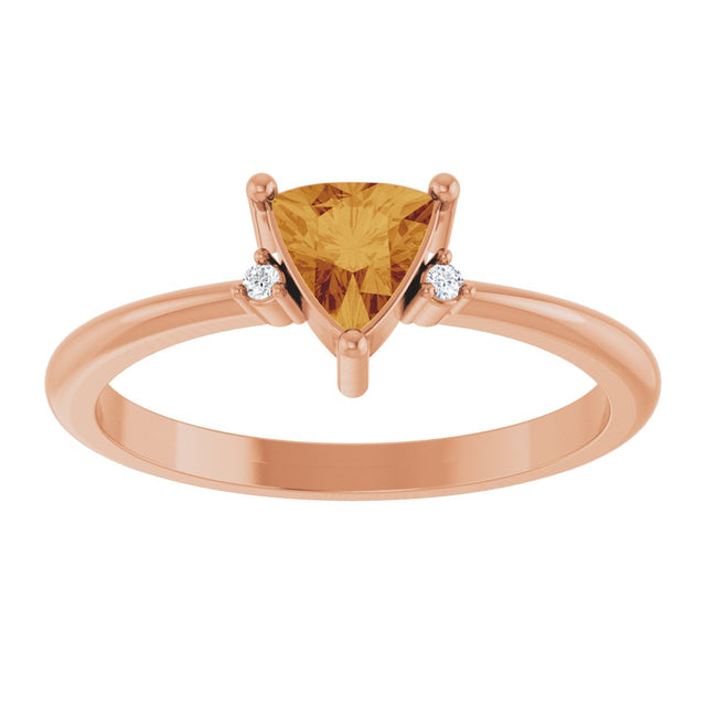 14K Gold Trillion Natural Citrine & Natural Diamond Accented Ring - Rose Gold - view 3