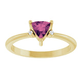 14K Gold Trillion Natural Pink Tourmaline & Natural Diamond Accented Ring - Yellow Gold - view 3