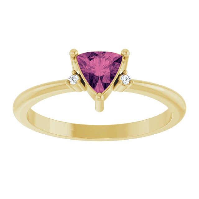 14K Gold Trillion Natural Pink Tourmaline & Natural Diamond Accented Ring - Yellow Gold - view 3