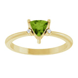 14K Gold Trillion Natural Peridot & Natural Diamond Accented Ring - Yellow Gold - view 3