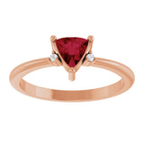 14K Gold Trillion Lab-Grown Ruby & Natural Diamond Accented Ring - Rose Gold - view 3