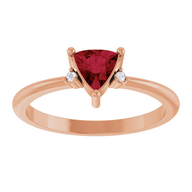 14K Gold Trillion Lab-Grown Ruby & Natural Diamond Accented Ring - Rose Gold - view 3