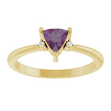 14K Gold Trillion Lab-Grown Alexandrite & Natural Diamond Accented Ring - Yellow Gold - view 2