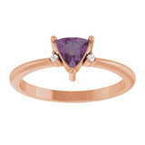 14K Gold Trillion Lab-Grown Alexandrite & Natural Diamond Accented Ring - Rose Gold - view 3