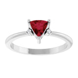 14K Gold Trillion Lab-Grown Ruby & Natural Diamond Accented Ring - White Gold - view 3