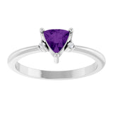 14K Gold Trillion Natural Amethyst & Natural Diamond Accented Ring – 3x3mm - White Gold - view 3