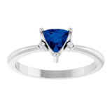 14K Gold Trillion Lab-Grown Blue Sapphire & Natural Diamond Accented Ring - White Gold - view 3